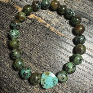 Genuine African Turquoise Jasper Beaded Bracelet